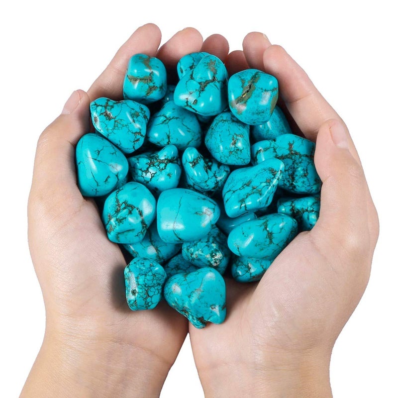 SUNYIK Green Howlite Turquoise Polished Stone, Irregular Tumbled Crystal Point Loose Gemstone for Healing Reiki Jewelry Making Decoration 0.7â€™â€™-1.5â€™â€™ 0.5lb (9-15pcs) - Image 3